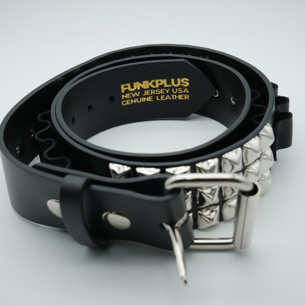 Black Studded Leather Belt - Genuine Leather